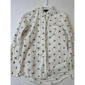 Victoria Beckham for Target Bee Print Button Front Shirt White Cotton XS